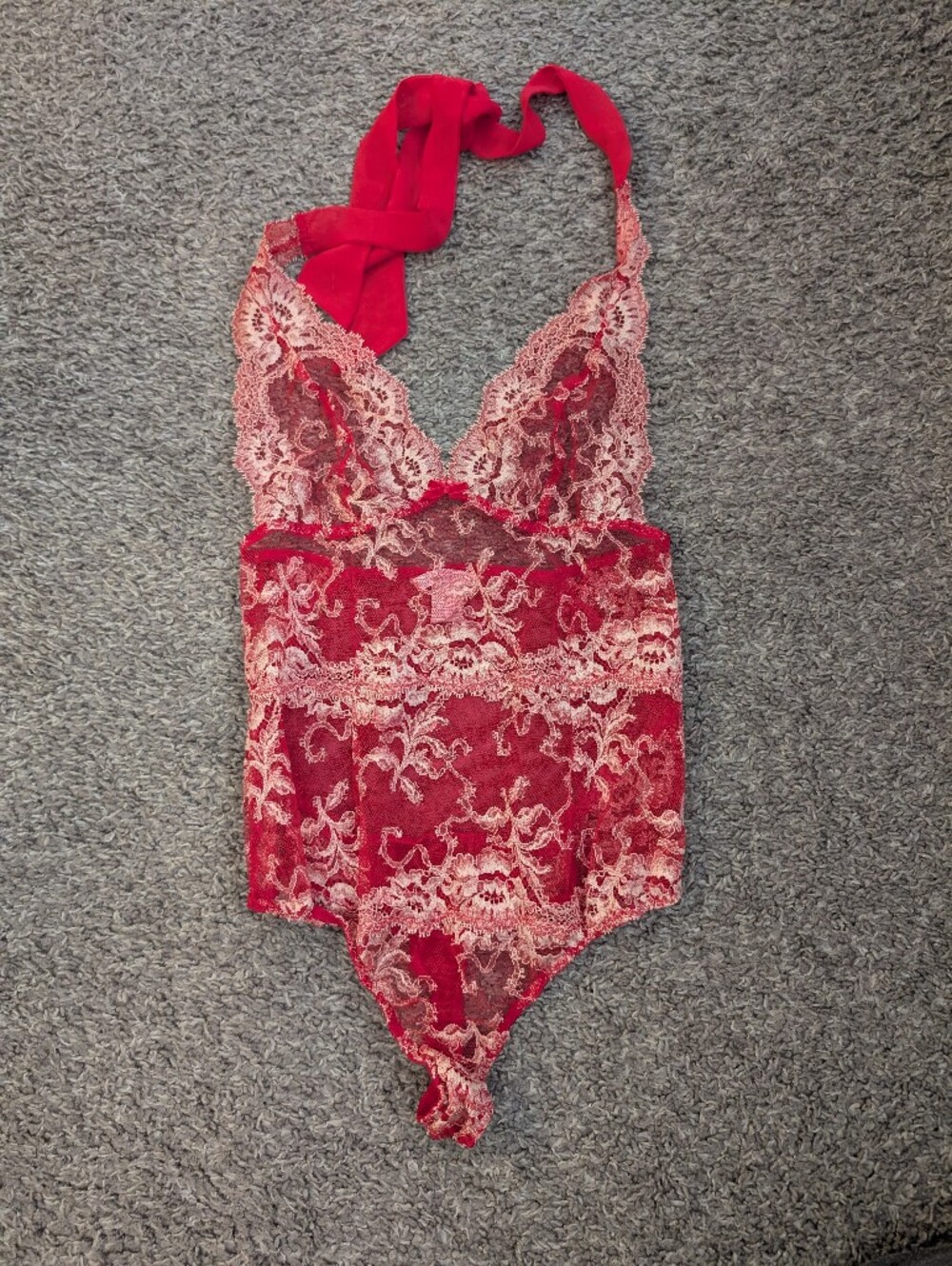 Victoria's Secret Red Lace Halter Teddy